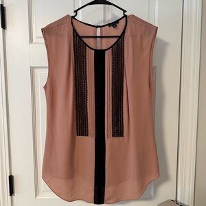 Ann Taylor Blush and Black Sleeveless Blouse